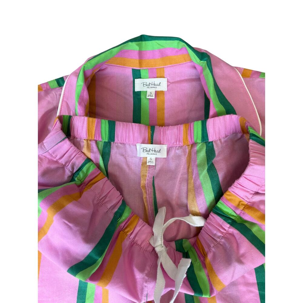 NWOT Bedhead 100% Organic Cotton Pineapple Cabana Stripe Shorty Pajama Set Small - Picture 5 of 6